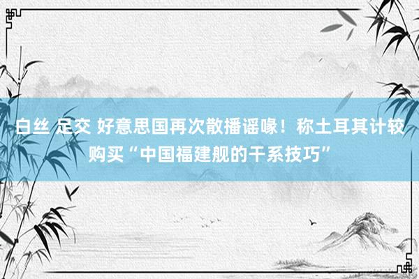   白丝 足交 好意思国再次散播谣喙！称土耳其计较购买“中国福建舰的干系技巧”