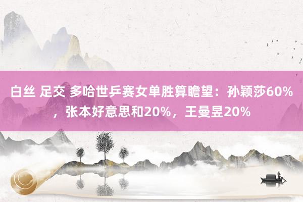   白丝 足交 多哈世乒赛女单胜算瞻望：孙颖莎60%，张本好意思和20%，王曼昱20%